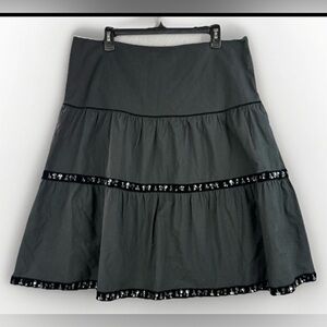 Vintage Old Navy Women's Skirt Sz 14 Black Velvet Trim Sequin Low Waist Y2K